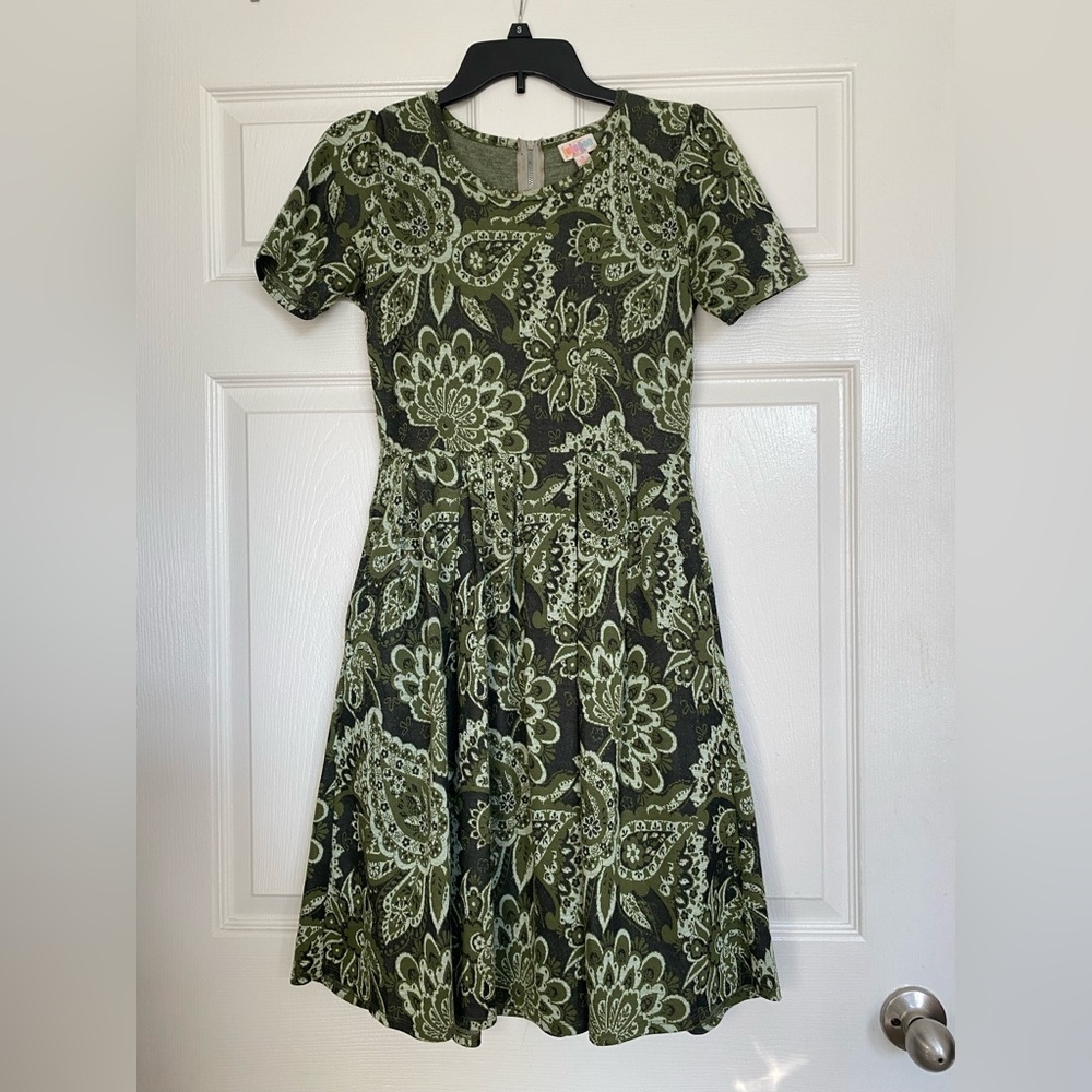 Green Print Lularoe Amelia Dress